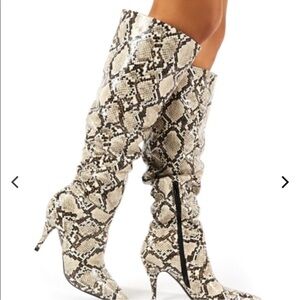 Public Desire Snakeskin Knee High Boots size 6